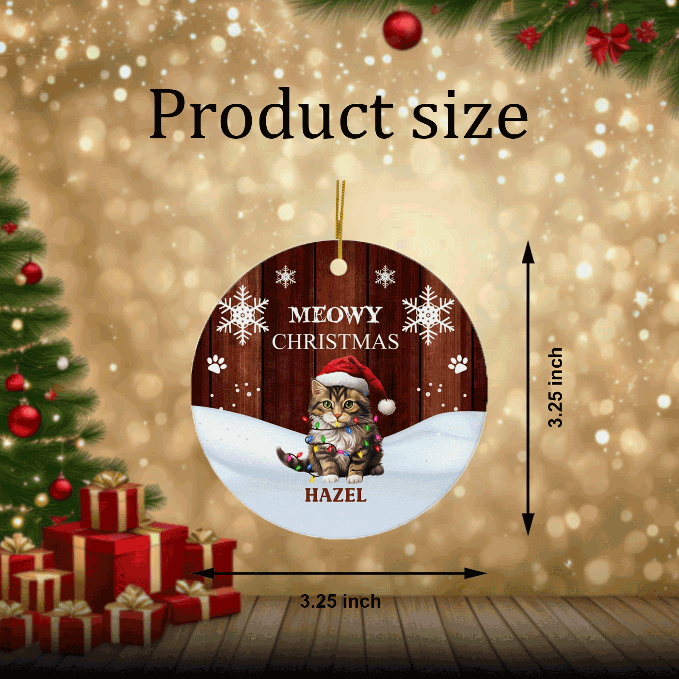 Personalized "Meowy Christmas" Ceramic Ornament – Custom Cat Names for Festive Charm